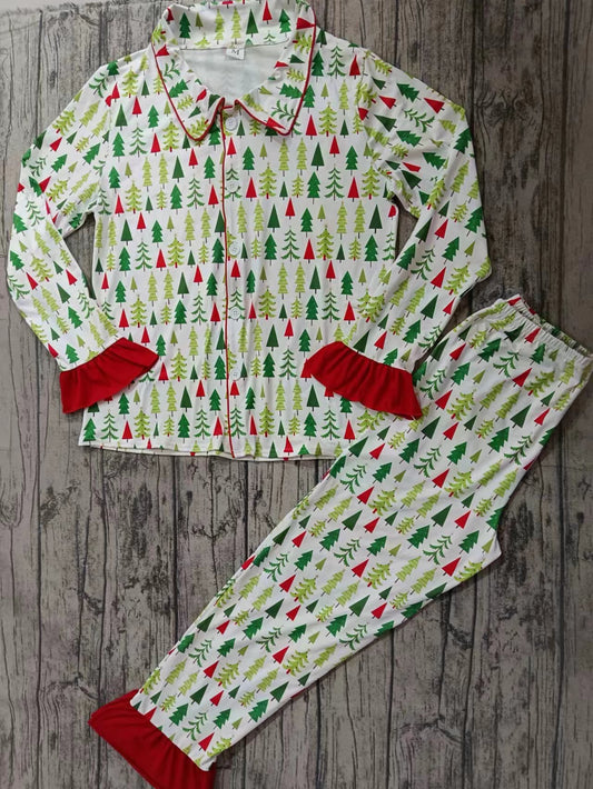 Adult Women Christmas Tree 2pcs Pajamas Clothes Sets Preorder(moq 5)