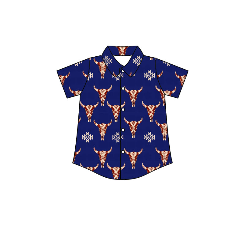 Baby Boys Navy Cows Western Buttons Shirt Tops preorder(moq 5)