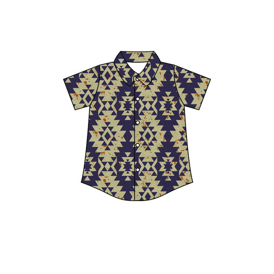 Baby Boys Navy Aztec Western Buttons Shirt Tops preorder(moq 5)