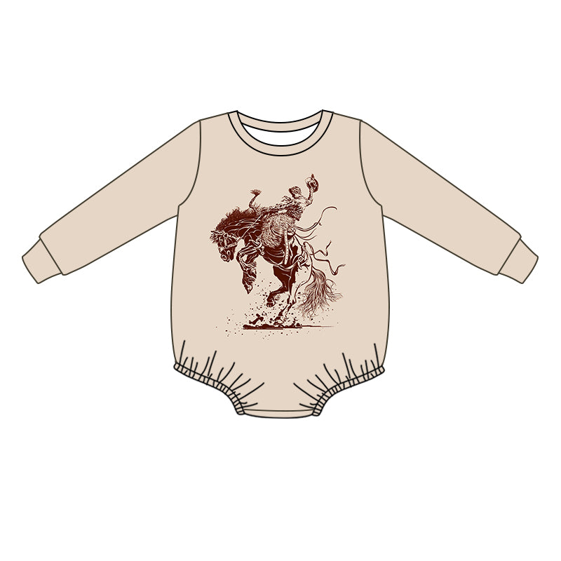 Baby Infant Boys Girls Western Khaki Rodeo Long Sleeve Rompers preorder(moq 5)