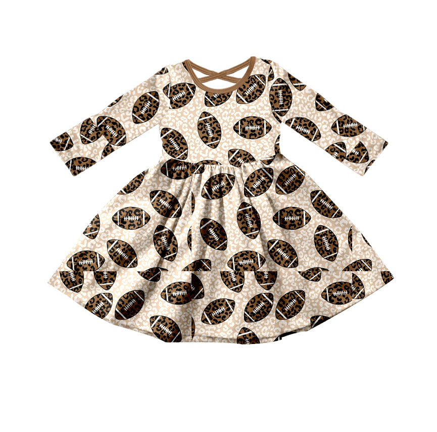 Baby Girls Football Leopard Knee Length Dresses preorder(moq 5)