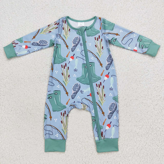 Baby Boys Fishing Boots Zip Long Sleeve Rompers