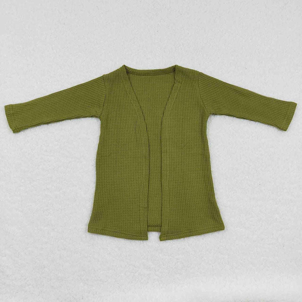 Baby Girls Olive Green Color Long Sleeve Fall Cardigans Tops