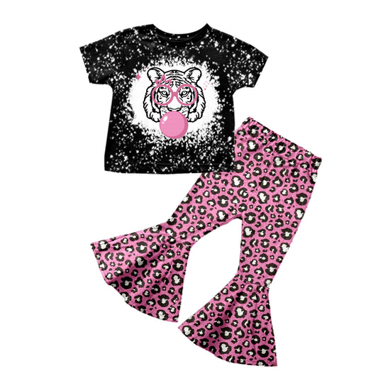 Baby Girls Tiger Pink Leopard Bell Pants Clothing Sets preorder(moq 5)