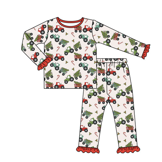 Baby Girls Red Tractor Pajamas Top Pants Clothes Sets preorder(moq 5)