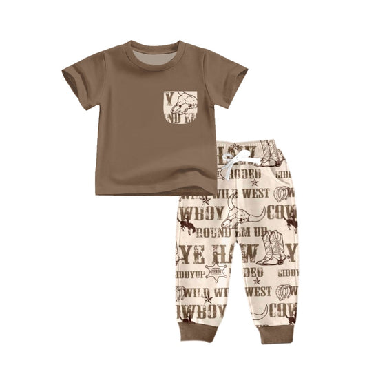Baby Boys Western Pocket Boots Shirt Pants Clothing Sets Preorder(moq 5)