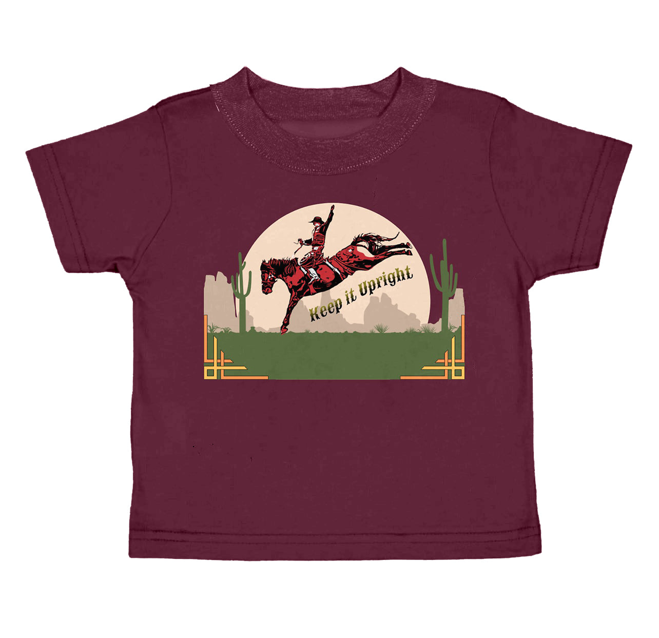 Baby Girls Western Cowgirls Maroon Short Sleeve Shirts Preorder(moq 5)