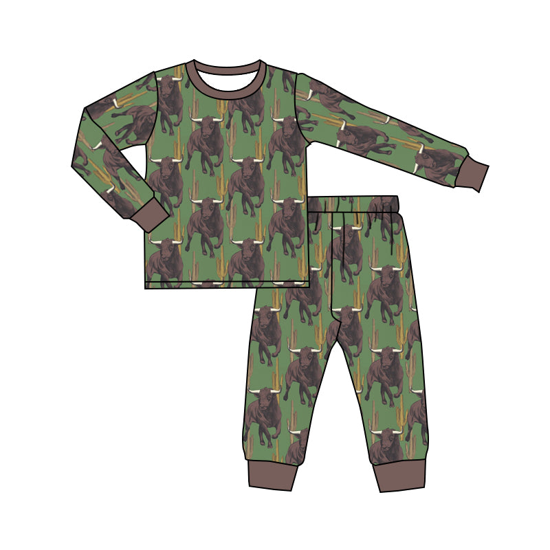 Baby Boys Western Cows Shirts Top Pants Pajamas Clothes Sets preorder(moq 5)