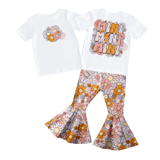 Baby Girls Mini Flowers Tee Shirt Bell Pants Clothing Sets Preorder(moq 5)