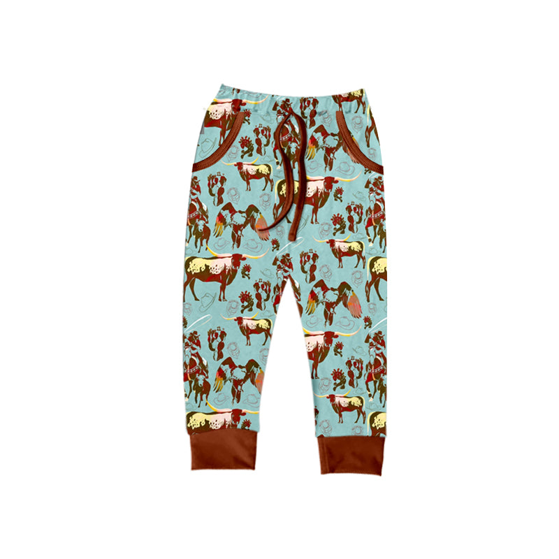 Baby Boys Western Green Cows Pants preorder(moq 5)