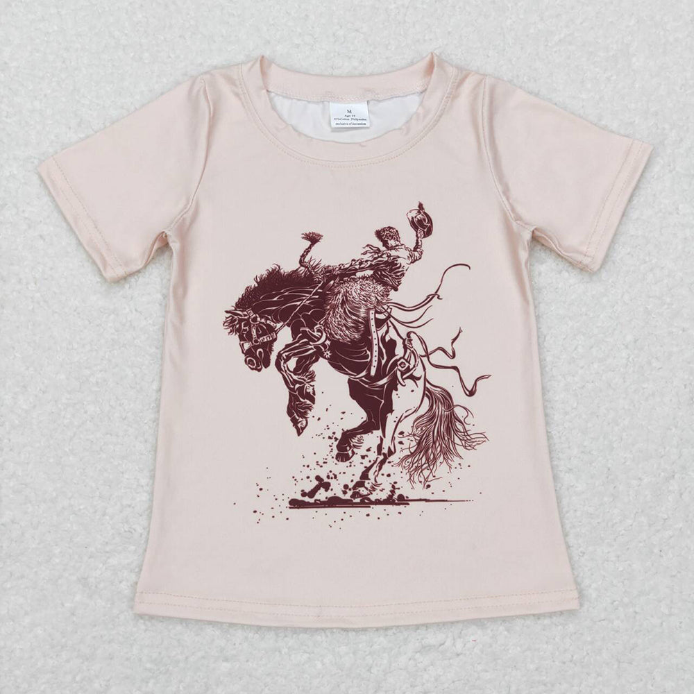 Baby Boys Western Rodeo Horse Short Sleeve Shirts Tops