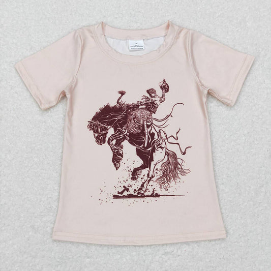 Baby Boys Western Rodeo Horse Short Sleeve Shirts Tops