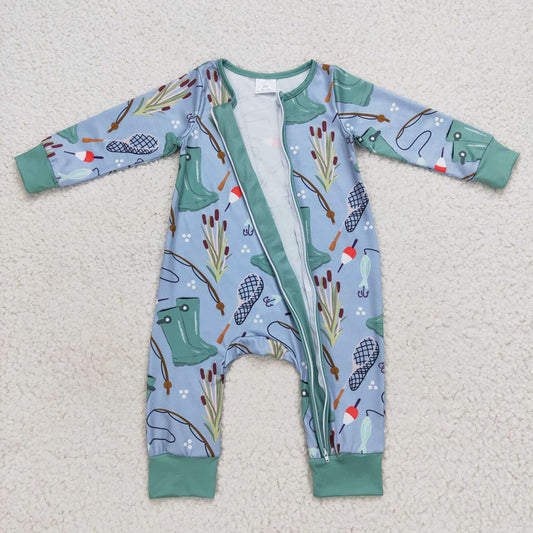 Baby Boys Fishing Boots Zip Long Sleeve Rompers