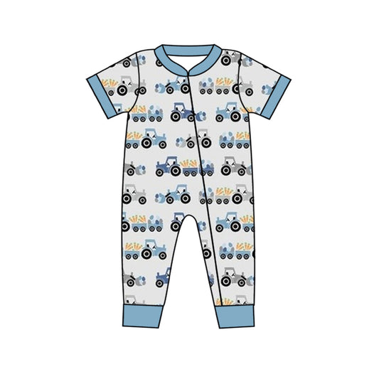 Baby Boys Carrot Short Sleeve Zip Tractor Farm Rompers preorder(moq 5)