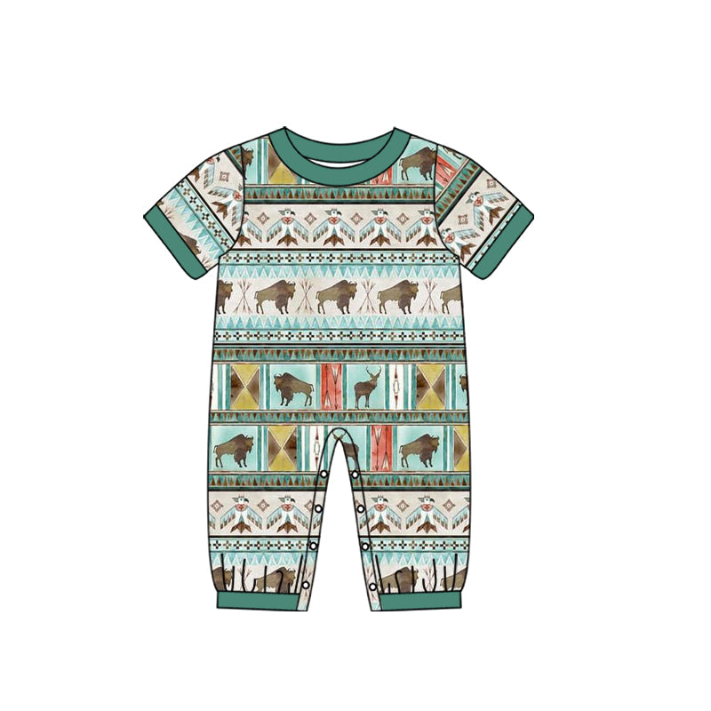 Baby Infant Boys Western Aztec Short Sleeve Rompers preorder(moq 5)