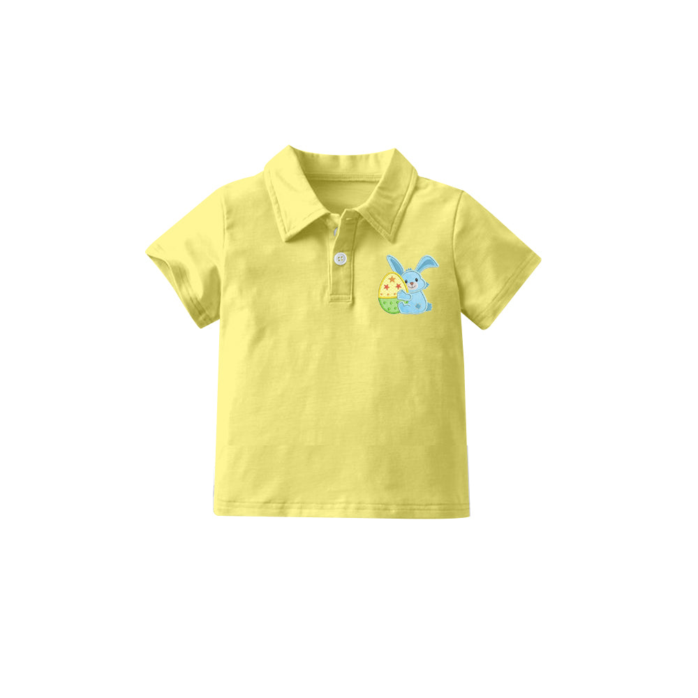 Baby Boys Easter Rabbit Eggs Buttons Short Sleeve Polo Shirts Tops Preorder(moq 5)