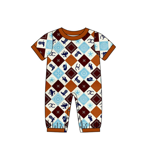 Baby Infant Boys Western Rodeo Short Sleeve Rompers preorder(moq 5)