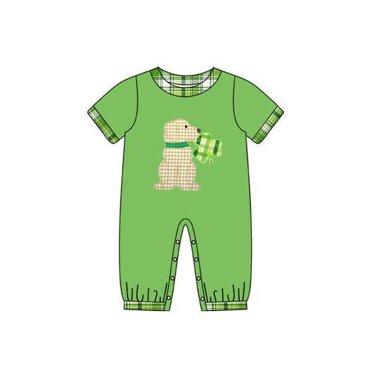 Baby Infant Boys St Patrick Day Dog Short Sleeve Rompers preorder(moq 5)