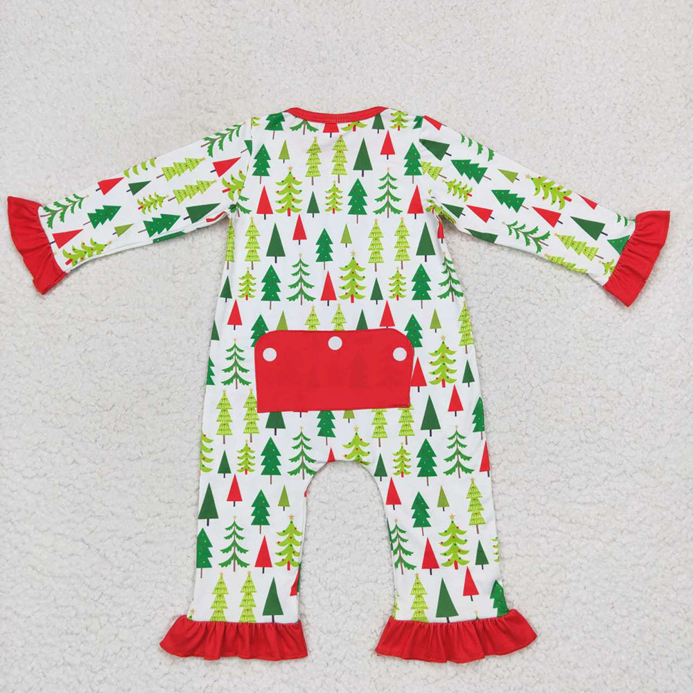 Baby Infant Girls Christmas Tree Buttons Rompers