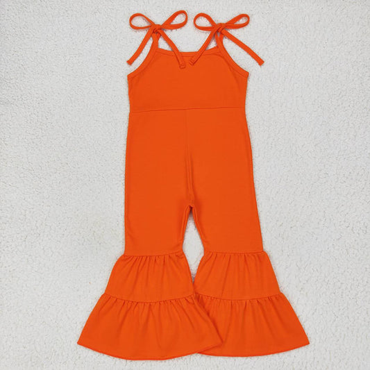 Baby Girls Orange Straps Bell Bottom Jumpsuits