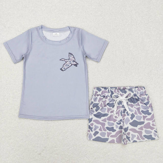 Baby Boys Duck Tops Grey Camo Shorts Clothes Sets