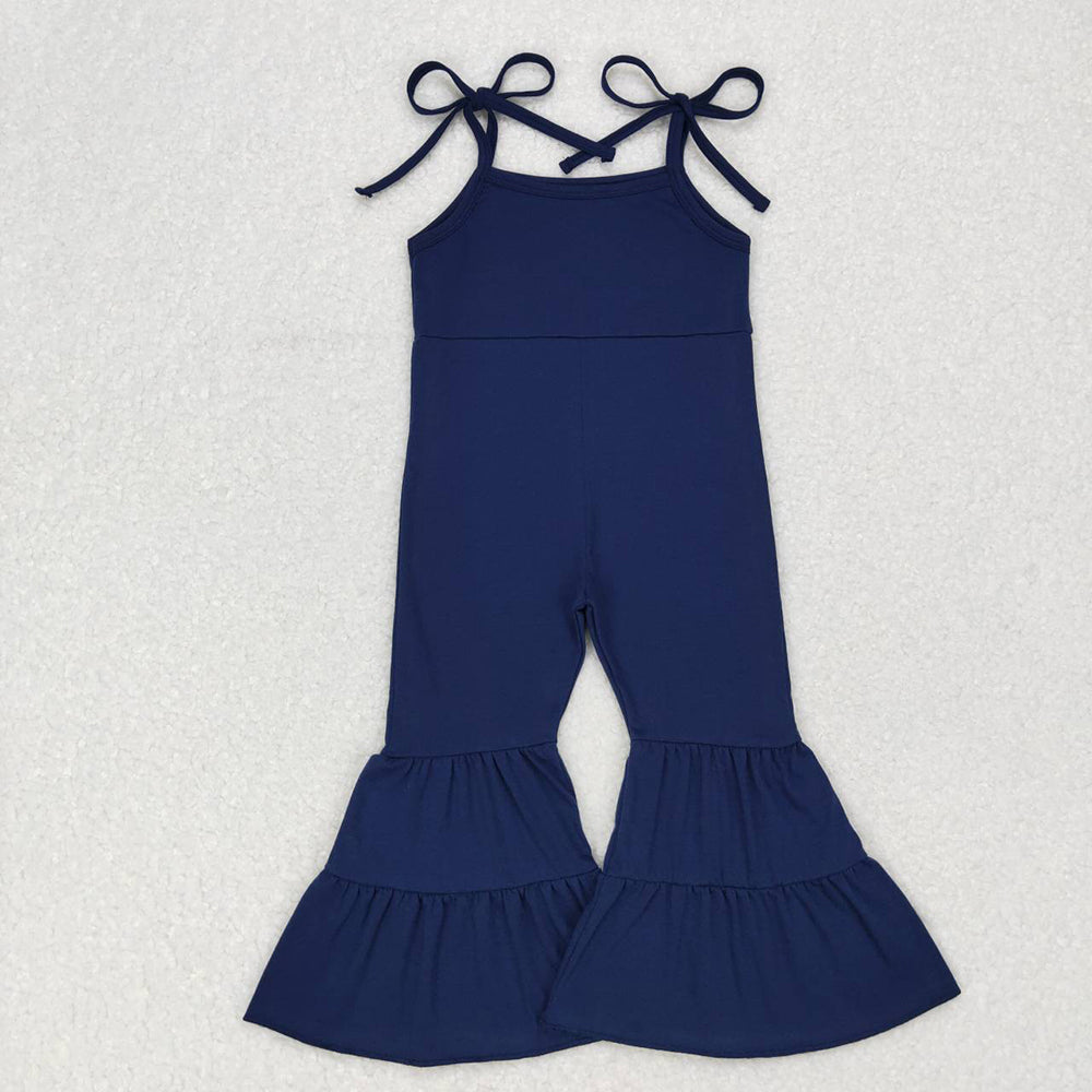 Baby Girls Navy Straps Bell Bottom Jumpsuits