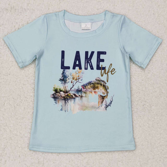 Baby Boys Fishing Lake Blue Top Tee Shirts