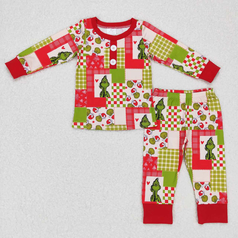 Baby Boys Christmas Green Red Tops Pants Pajamas Clothes Sets