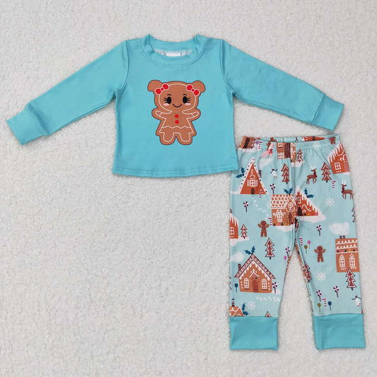 Baby Girls Gingerbread Christmas Top Tree Pants Pajamas Clothing Sets