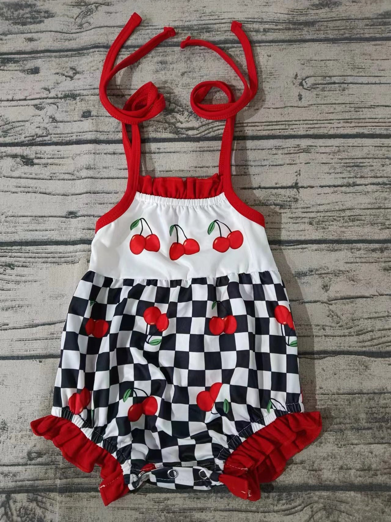 Baby Girls Cherries Straps Sleeveless Rompers preorder(moq 5)