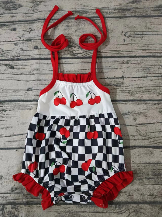 Baby Girls Cherries Straps Sleeveless Rompers preorder(moq 5)