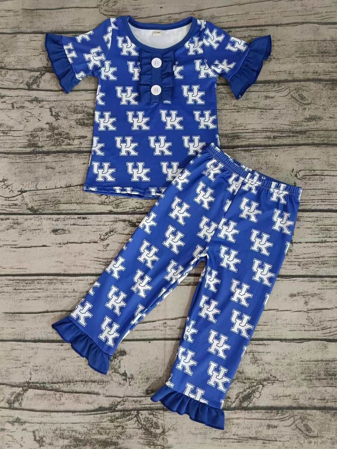 Baby Girls Blue Team UK Top Ruffle Pants Pajamas Clothes Sets order preorder (moq 5)