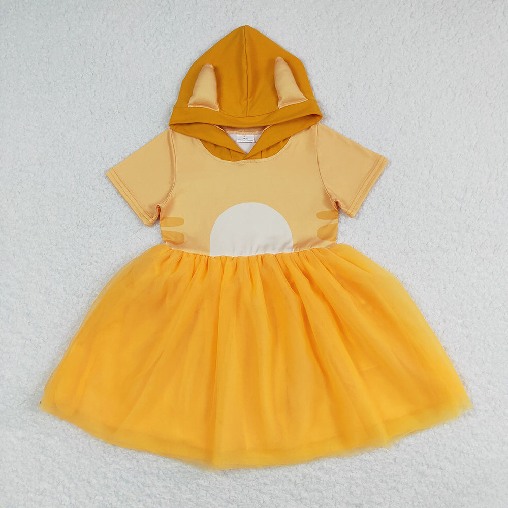 Baby Girls Orange Dogs Ears Tutu Knee Length Dresses