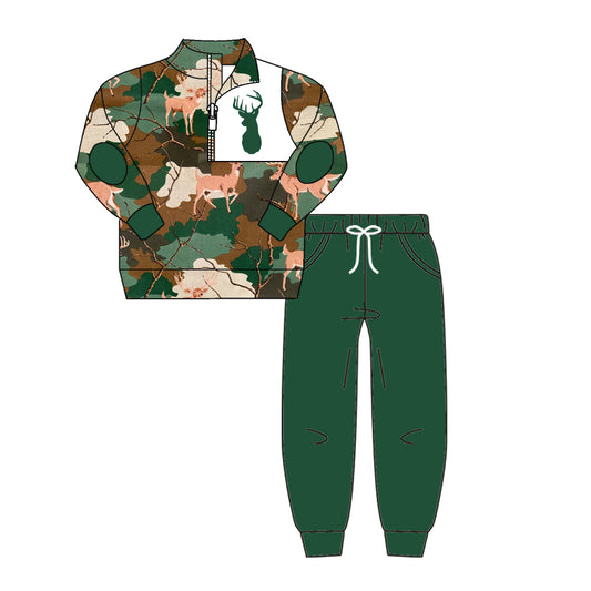 Baby Boys Green Camo Deer Top Pants Clothes preorder(moq 5)