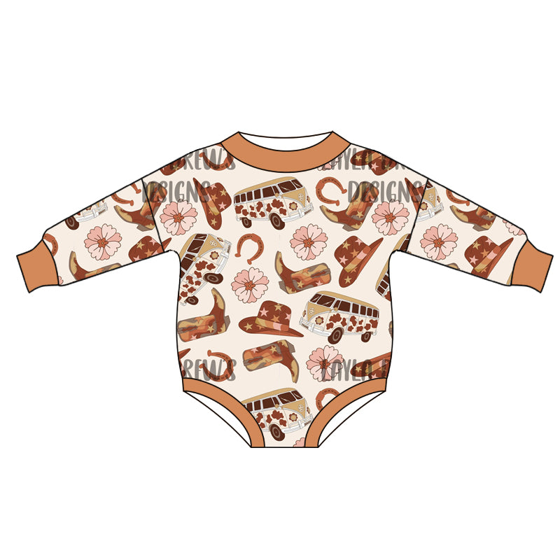 Baby Infant Leopard Bus Long Sleeve Rompers preorder(moq 5)