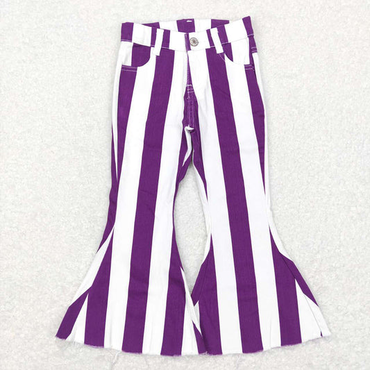 Baby Girls Purple White Stripes Bell Denim Pants