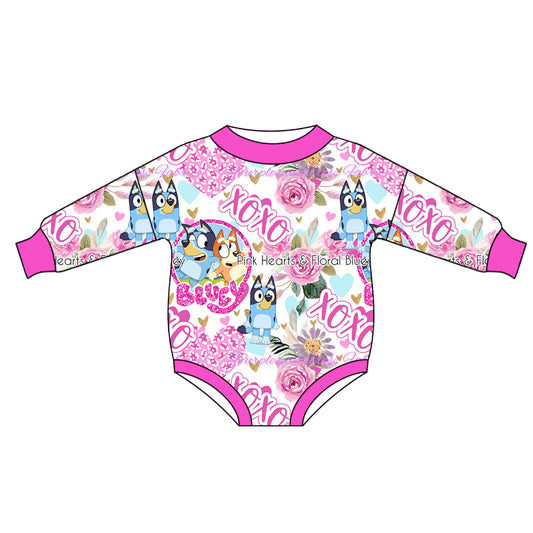 Baby Infant Pink Valentines Dogs Cartoon Long Sleeve Rompers preorder(moq 5)