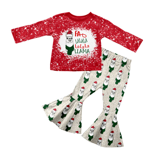 Baby Girls Christmas Llama Shirt Bell Pants Clothes preorder(moq 5)