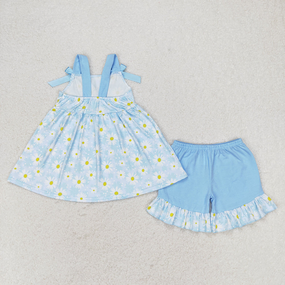 Baby Girls Daisy Flowers Bows Tunic Shorts Clothes Sets