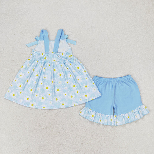Baby Girls Daisy Flowers Bows Tunic Shorts Clothes Sets