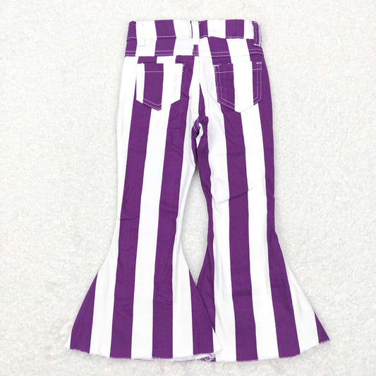 Baby Girls Purple White Stripes Bell Denim Pants