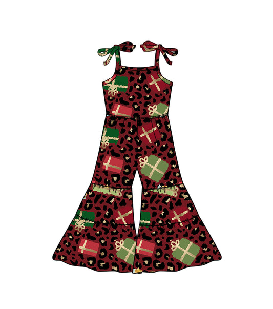 Baby Girls Christmas Leopard Gifts Bell Straps Jumpsuits preorder(moq 5)