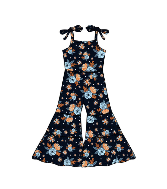 Baby Girls Navy Floral Straps Bell Pants Jumpsuits preorder(moq 5)