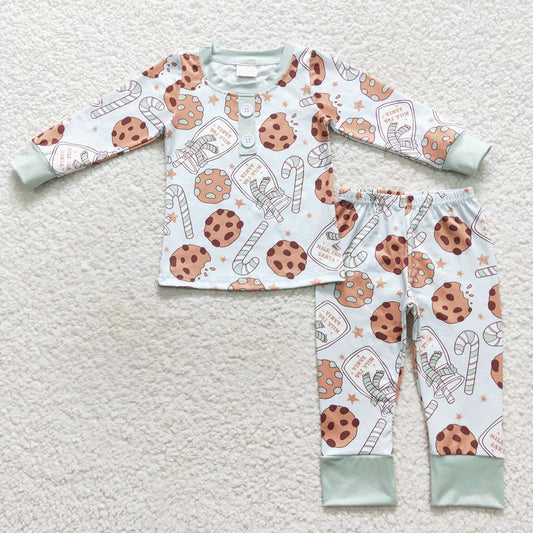 Baby Boys Christmas Green Cookie Candy Pants Pajamas Clothes Sets