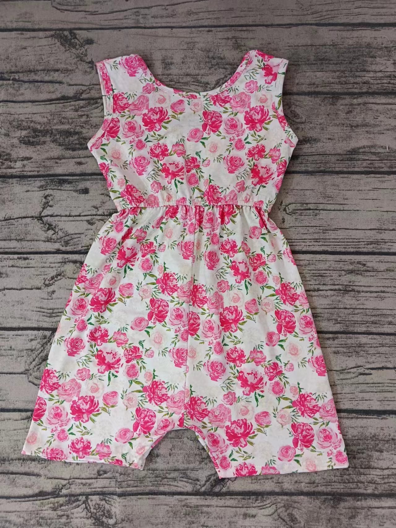 Baby Girls Flowers Pink Sleeveless Jumpsuits Preorder(moq 5)