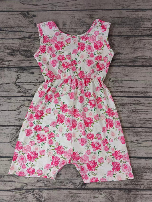 Baby Girls Flowers Pink Sleeveless Jumpsuits Preorder(moq 5)