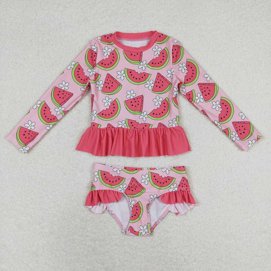 Baby Girls Watermelon Red Long Sleeve Top Bummie Swimsuits