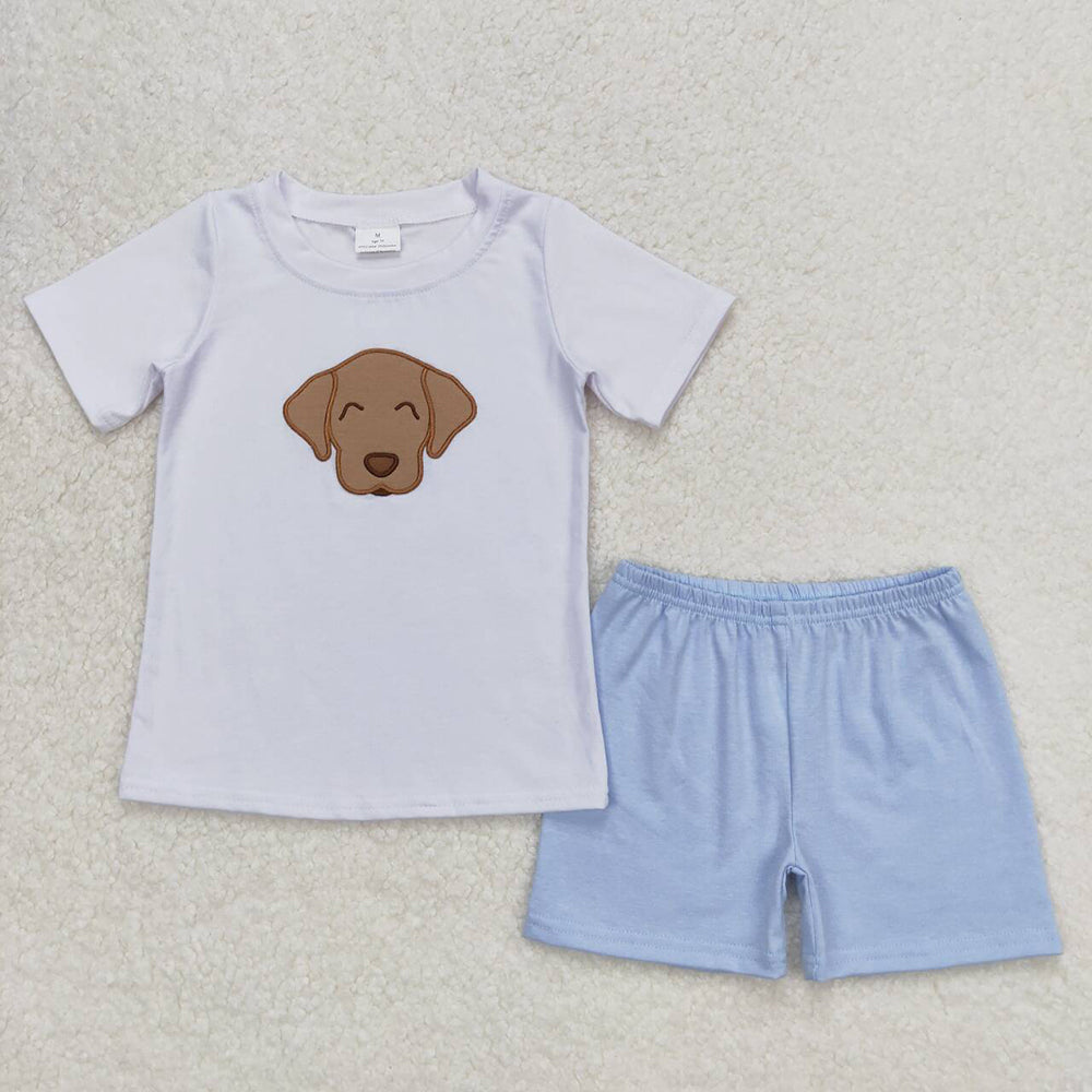 Baby Boys Dog White Short Sleeve Shirt Shorts Clothes Sets
