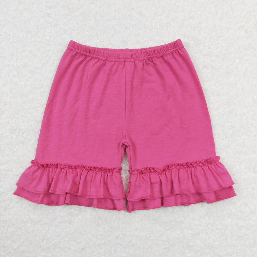 Baby Girls Hot Pink Double Ruffles Cotton Shorts