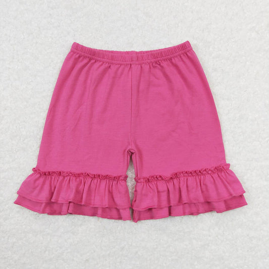Baby Girls Hot Pink Double Ruffles Cotton Shorts